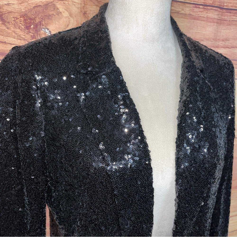 Express Black Sequin Blazer Jacket Women's Size M - Picture 4 of 7